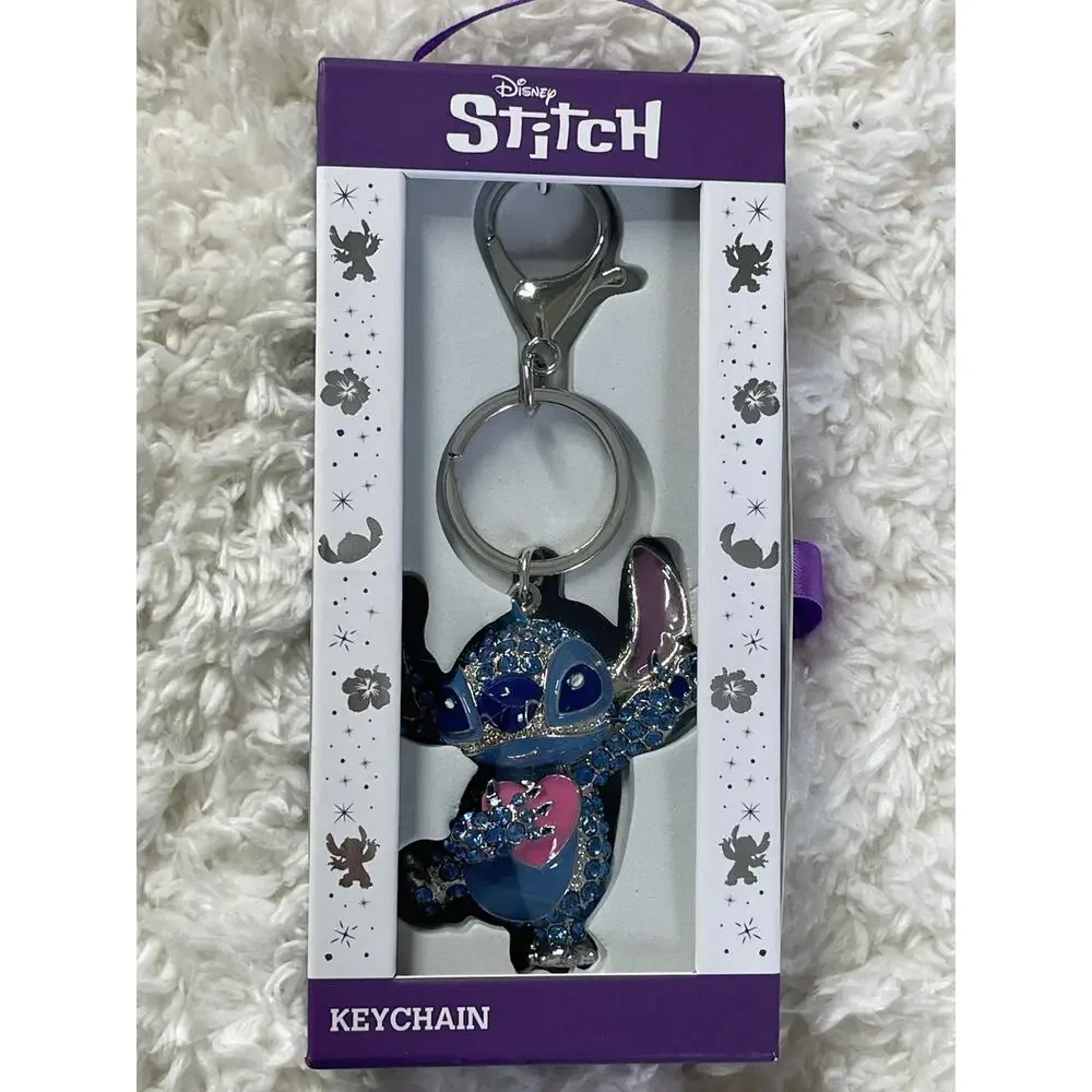 Disney Stitch Blue Rhinestone Keychain Sparkly Character Bag Key Accessory NEW